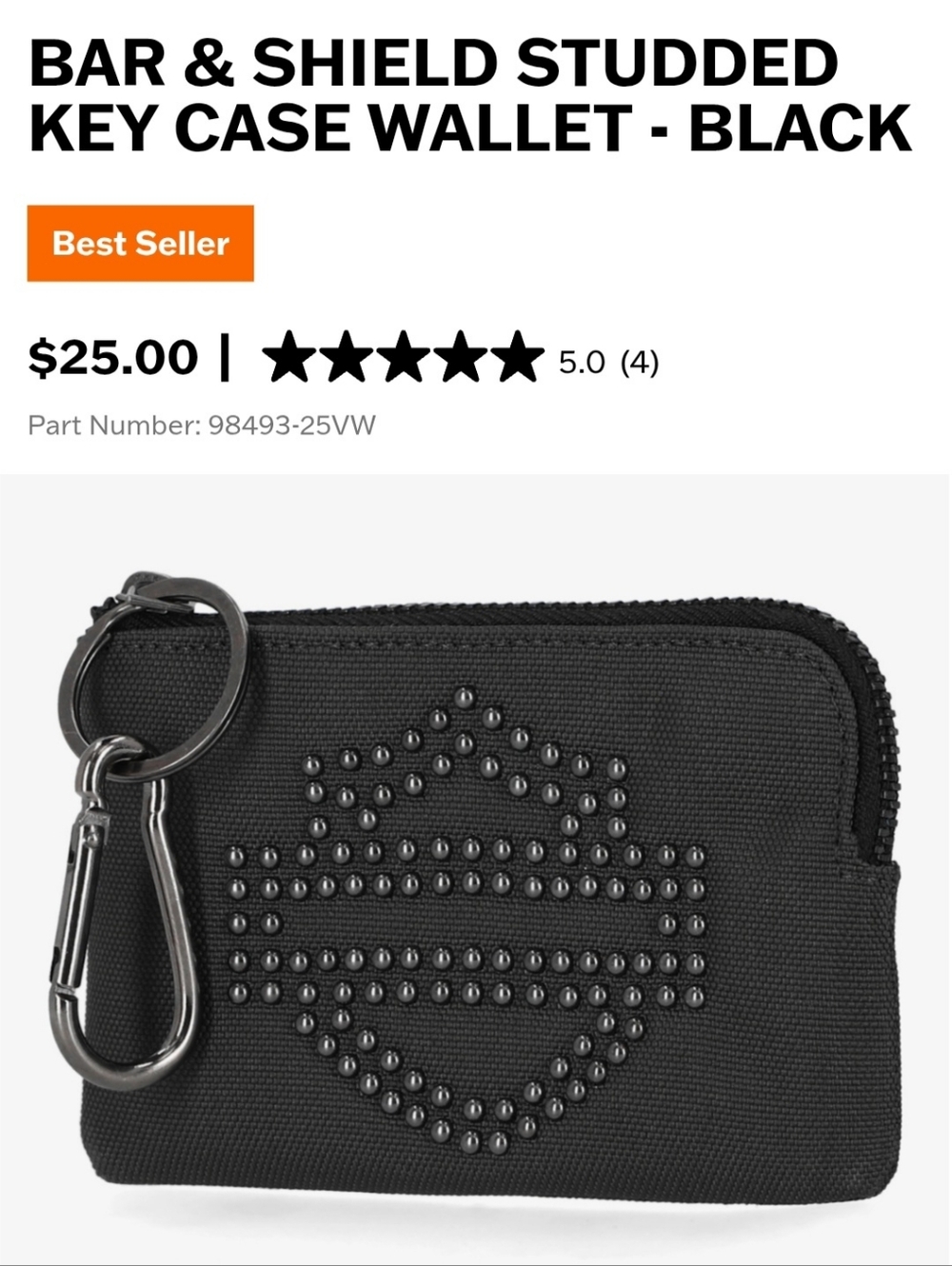 Harley-Davidson Black Studded Key Case Wallet